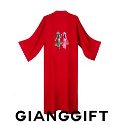 THE BEAUTY OF THE VIETNAMESE TRADITIONAL DRESS, THE “ ÁO DÀI “, ON THE BACKDROP OF A MULBERRY SILK ROBE